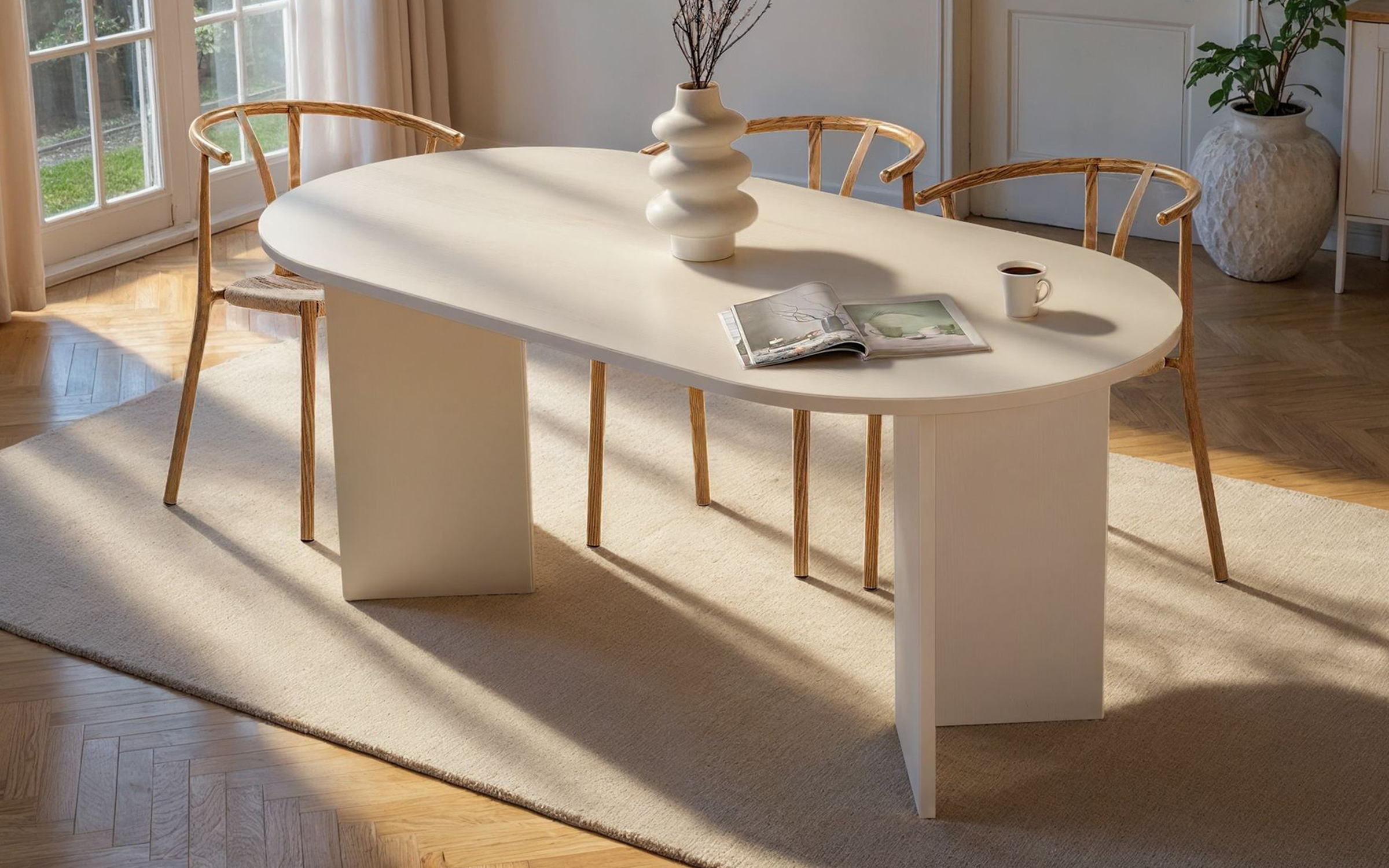 Masa dining Sablin, alb  1